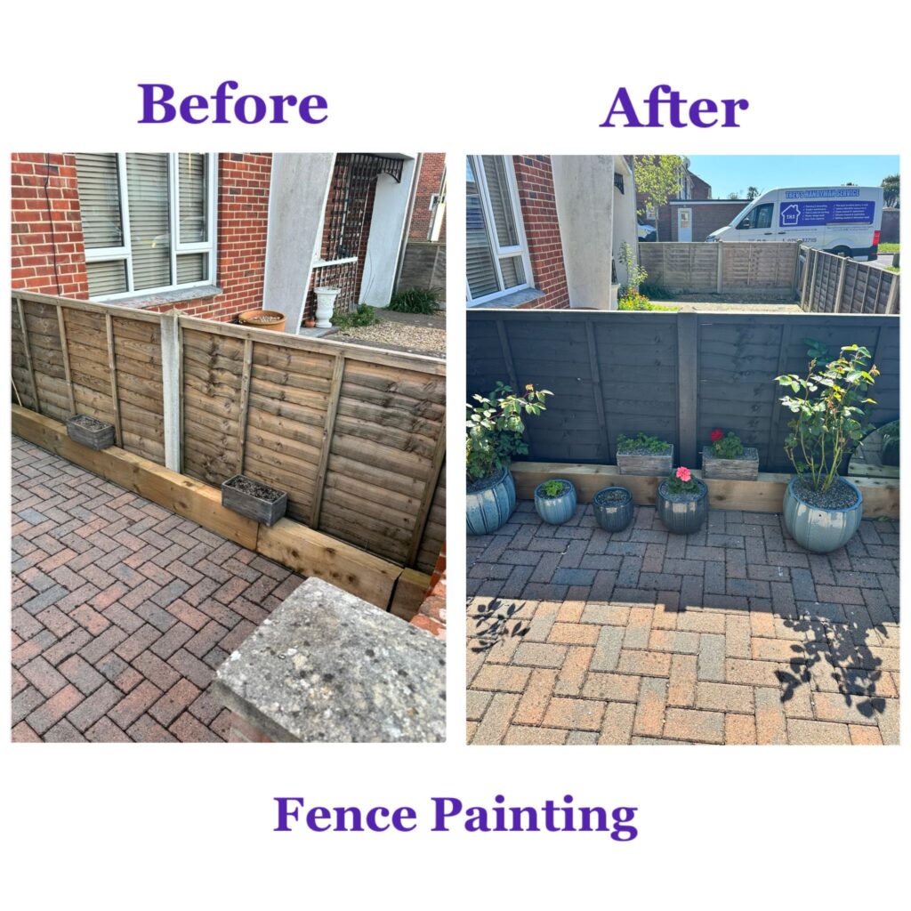 Fence Painting, before and after.